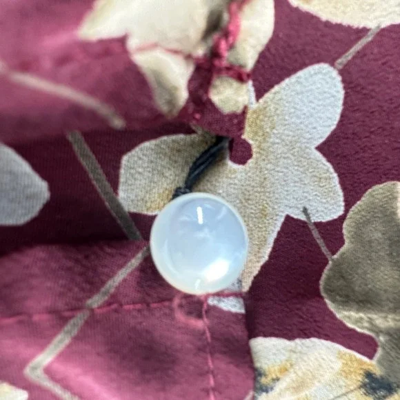 Vtg Tickets Clothing Y2K Women M Sleeveless Floral Print Burgundy Shift Dress - Picture 7 of 8